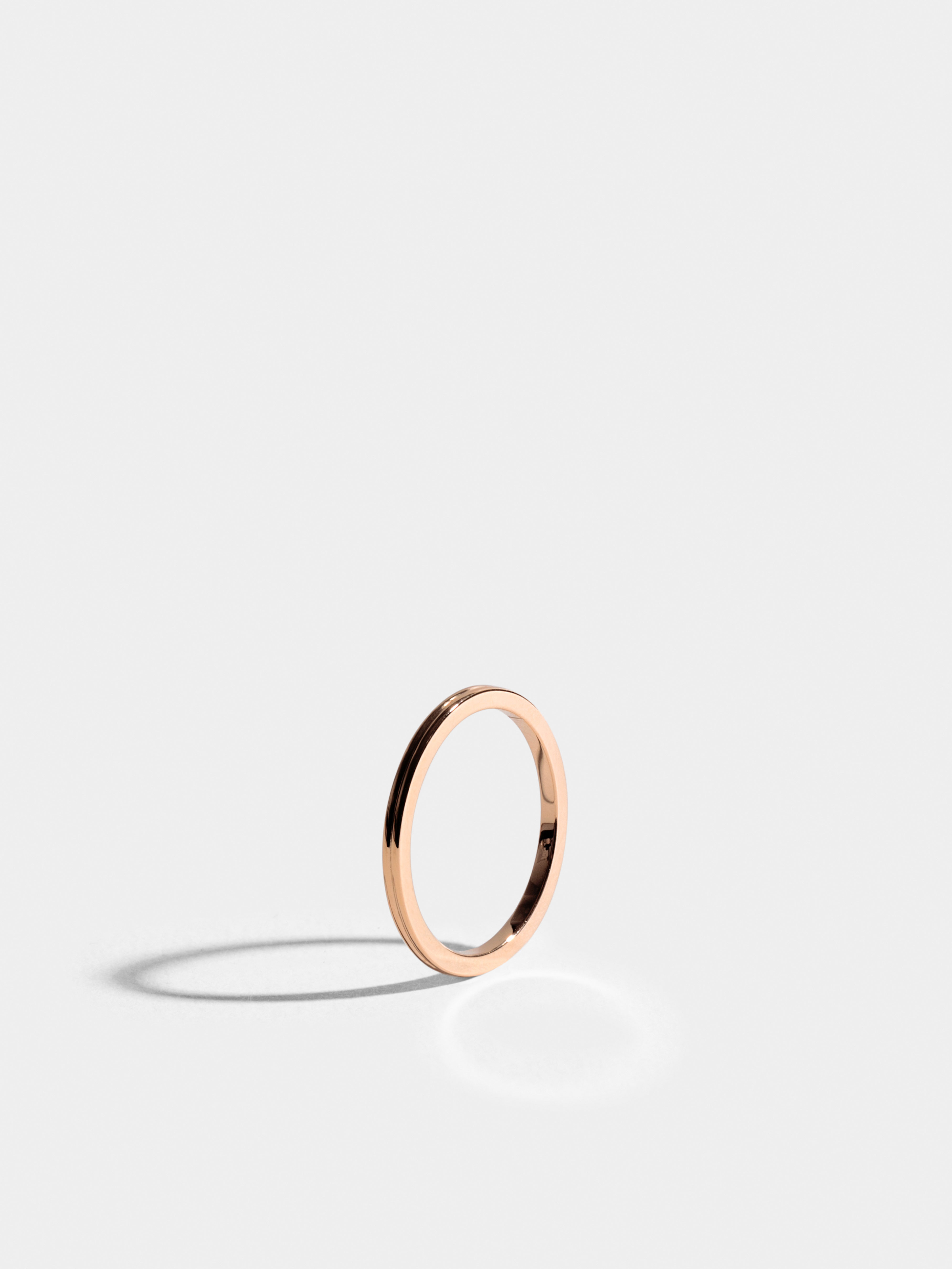 Bague Anagramme double jonc en Or rose ethique 18 carats certifie Fairmined JEM joaillerie ethique francaise